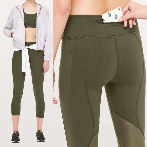 Lululemon Pace Rival Crop Full On Luxtreme Leggings Inseam 22 Dark Olive Green 4 - Picture 16 of 16